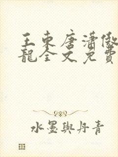 王东唐潇傲世潜龙全文免费阅读856