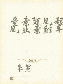 爱意随风起, 风止意难平