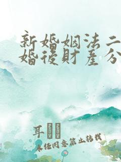 新婚姻法二婚离婚后财产分配