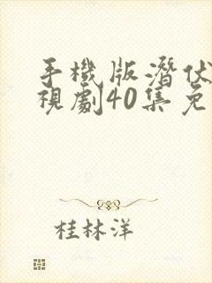 手机版潜伏者电视剧40集免费高清