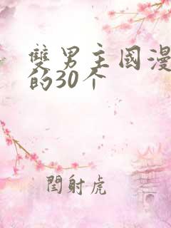 双男主国漫必看的30个