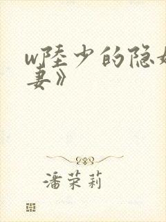 w陆少的隐婚罪妻》