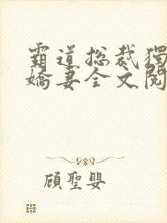 霸道总裁独宠小娇妻全文阅读