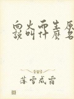向火而生原著小说叫什么名字