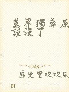 万界独尊原著小说没了