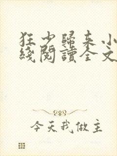 狂少归来小说在线阅读全文免费