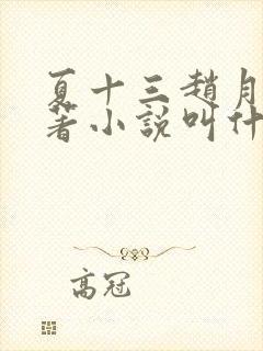 夏十三赵月荣原著小说叫什么名字