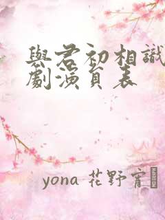 与君初相识电视剧演员表