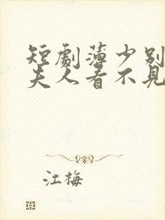 短剧薄少别演了夫人看不见免费观看全集