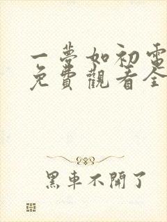 一梦如初电视剧免费观看全集高清