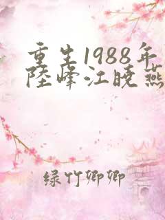 重生1988年陆峰江晓燕