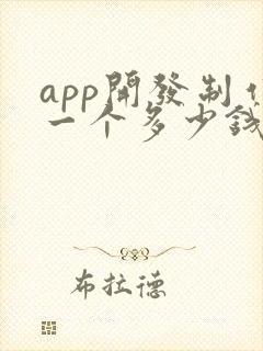app开发制作一个多少钱