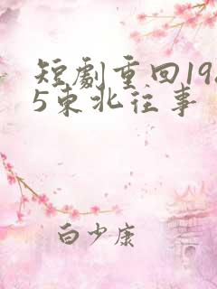 短剧重回1985东北往事