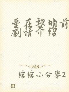 爱在黎明前升起剧情介绍