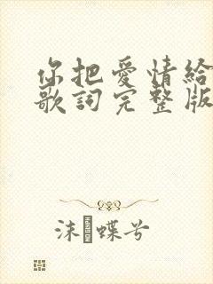 你把爱情给了谁歌词完整版