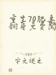 重生70肥妻要翻身免费阅读