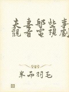 夫妻那些事在线观看电视剧