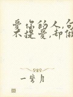 爱你的人,句句不提爱,却做尽了爱你的事