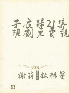 子夜归21集电视剧免费观看全集高清