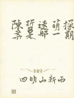 陈哲远萌探探探案是哪一期