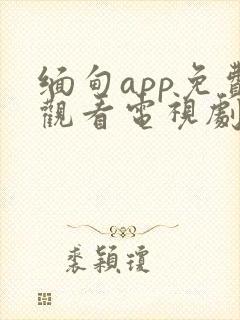 缅甸app免费观看电视剧推荐