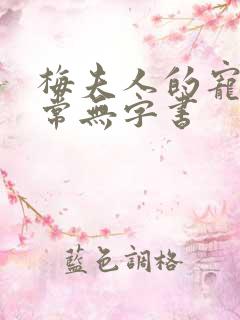 梅夫人的宠夫日常无字书