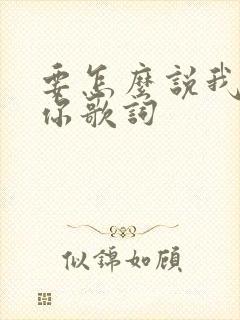 要怎么说我不爱你歌词