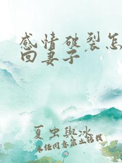 感情破裂怎么挽回妻子