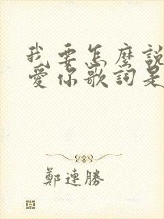 我要怎么说我不爱你歌词是什么歌