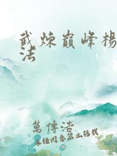 武炼巅峰杨开功法