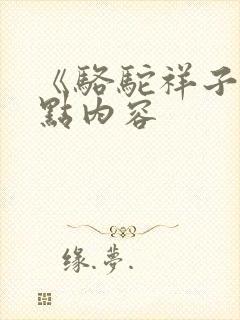 《骆驼祥子》重点内容