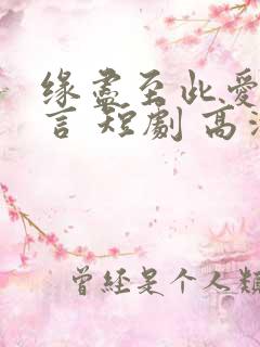 缘尽至此爱不再言 短剧 高清