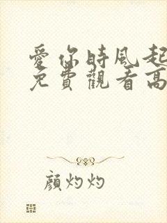 爱你时风起短剧免费观看高清