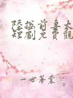 陆总前妻太傲娇短剧免费观看全集