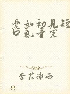 爱如初见短剧一口气看完