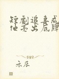 短剧追妻成功后他亮出底牌