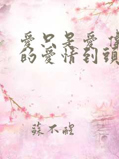 爱只是爱 伟大的爱情到头来也只是爱