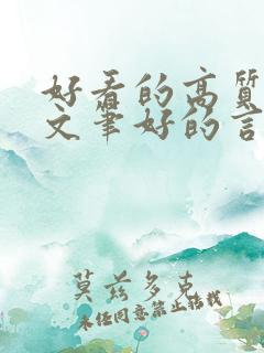 好看的高质量的文笔好的言情