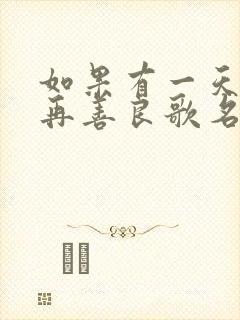 如果有一天我不再善良歌名是什么