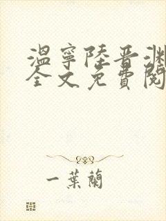 温宁陆晋渊小说全文免费阅读