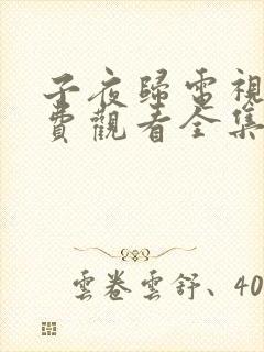 子夜归电视剧免费观看全集高清19级