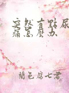 突然有点尿频尿痛怎么办