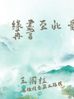 缘尽至此 爱不再言