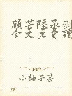 顾芒陆承洲小说全文免费读