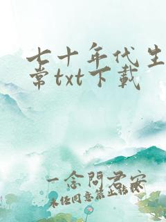 七十年代生活日常txt下载