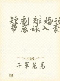 短剧 离婚后她带崽嫁入豪门
