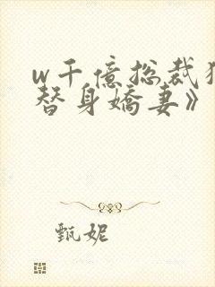 w千亿总裁独宠替身娇妻》小说