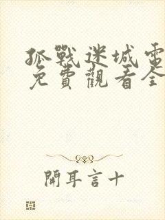 孤战迷城电视剧免费观看全集高清