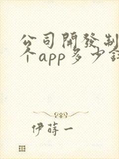 公司开发制作一个app多少钱