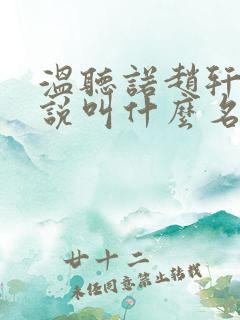 温听诺赵轩霖小说叫什么名字